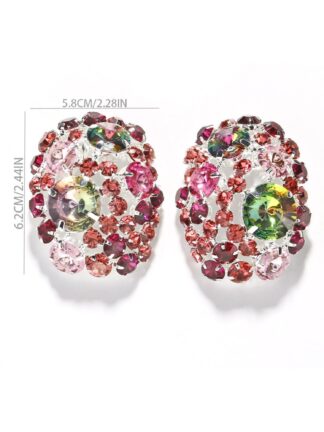 Large Round Exaggerated Rhinestone Stage Earrings