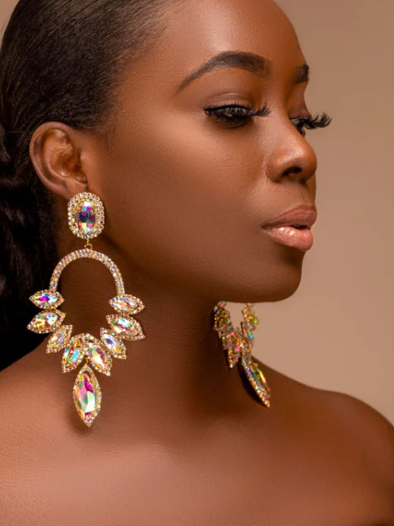 Women's Luxury Colorful Sparkling Diamonds Drop Earrings - 画像 (6)