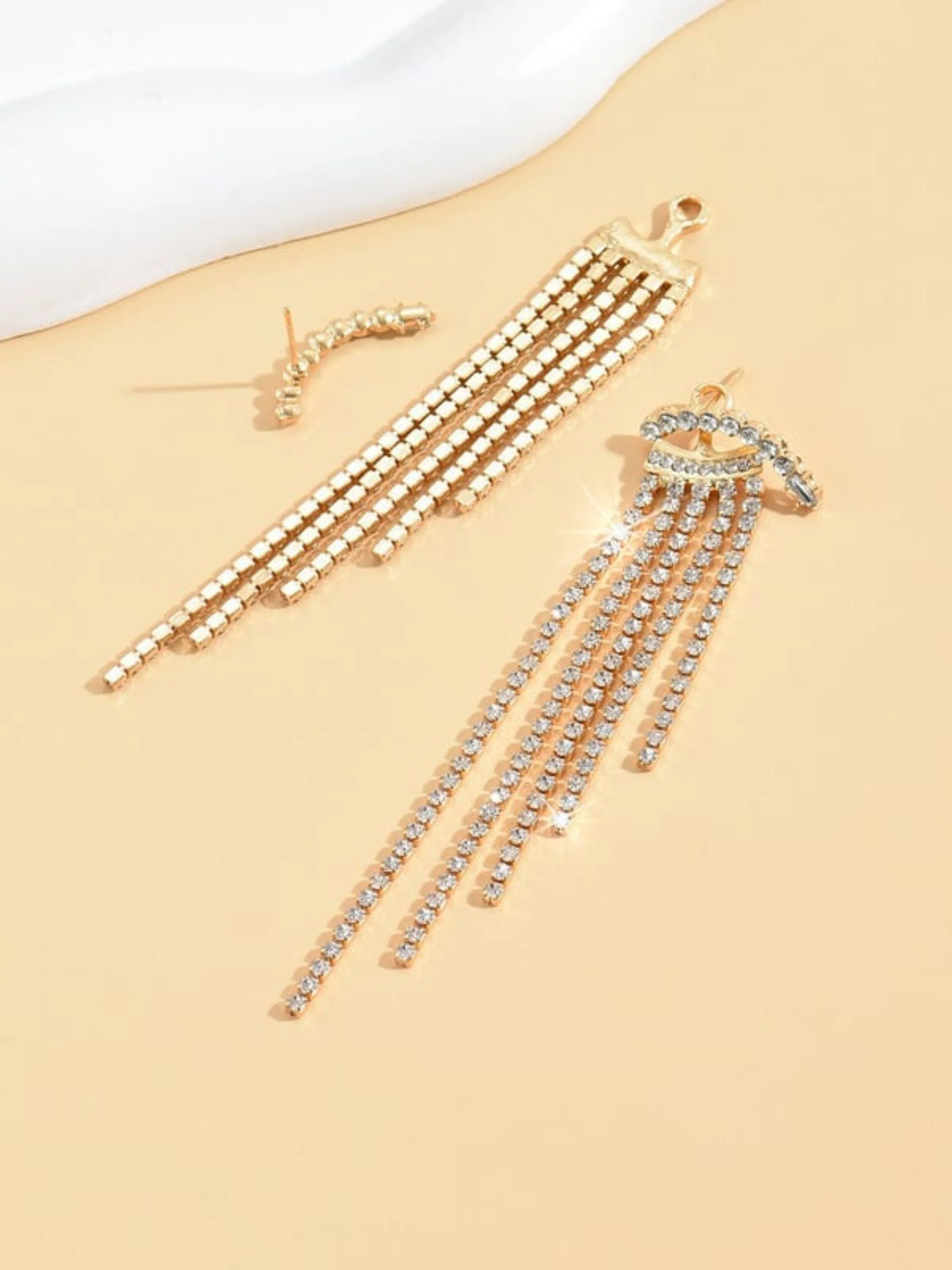 Elegant Luxury Exquisite Tassel Crystal Long Earrings - 画像 (2)