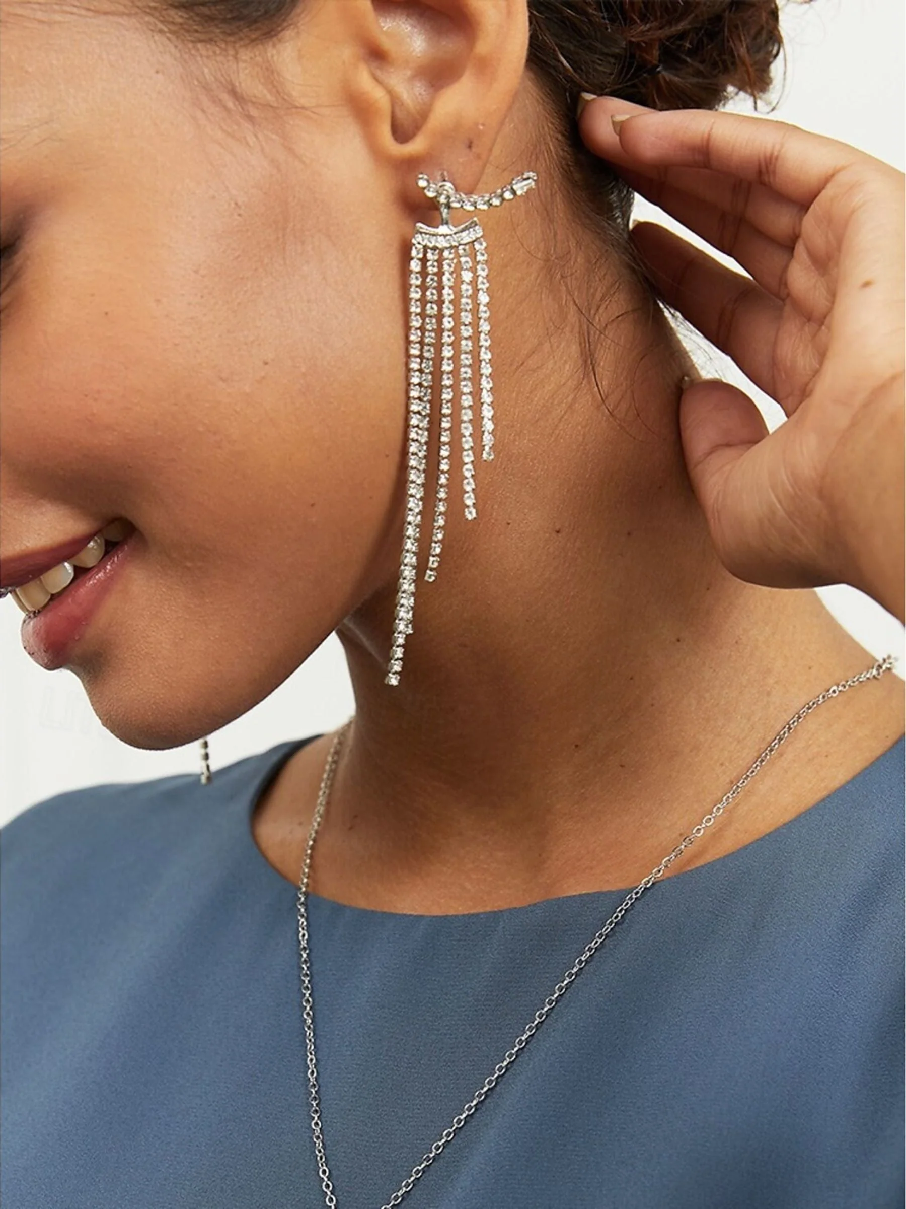 Elegant Luxury Exquisite Tassel Crystal Long Earrings - 画像 (8)