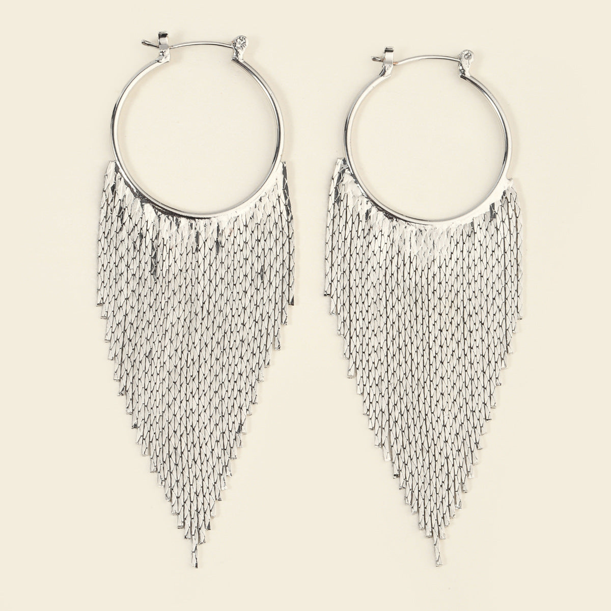Casual Exaggerated Silver Tassel Minimalist Earrings - Image 3