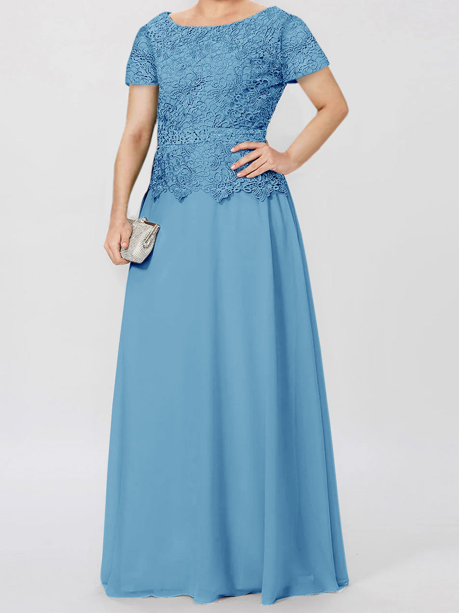 A-Line/Princess Short Sleeves Mother of the Bride Dresses with Applique & Sequins - 이미지 39