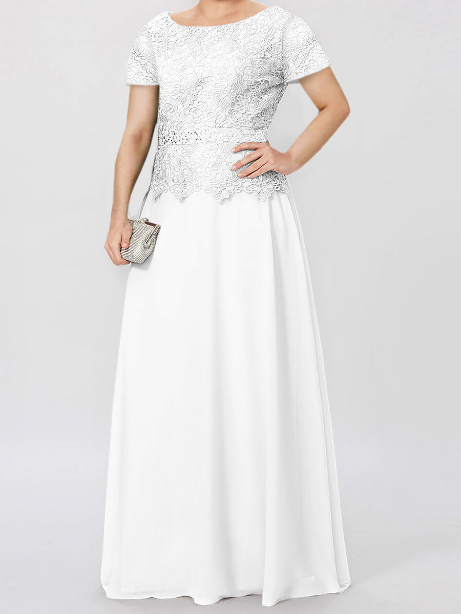 A-Line/Princess Short Sleeves Mother of the Bride Dresses with Applique & Sequins - 이미지 3