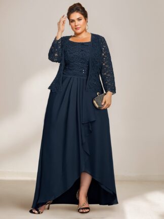 A-Line/Princess Scoop Plus Size Mother of the Bride Dresses with Wrap/Jacket Chiffon