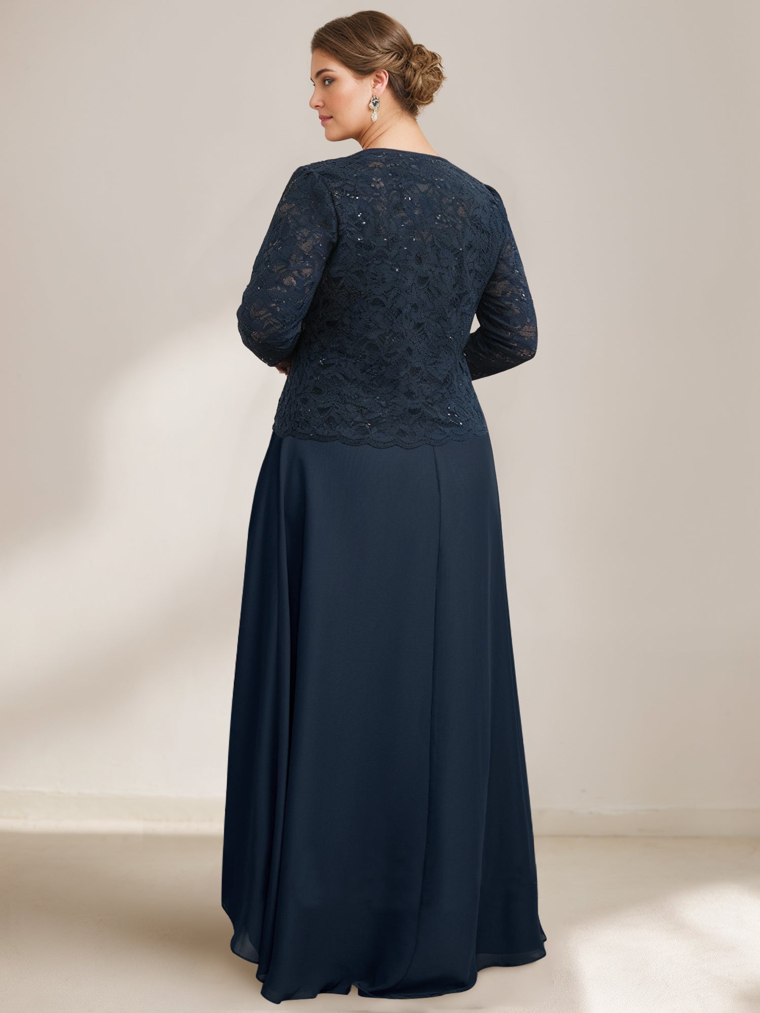 A-Line/Princess Scoop Plus Size Mother of the Bride Dresses with Wrap/Jacket Chiffon - Image 2