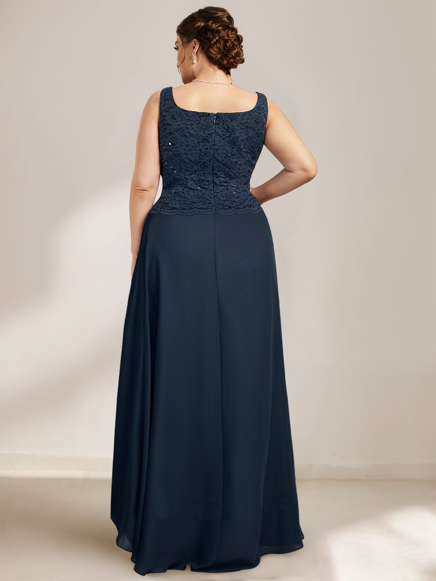 A-Line/Princess Scoop Plus Size Mother of the Bride Dresses with Wrap/Jacket Chiffon - Image 4