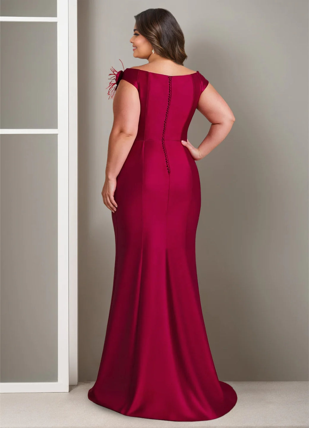 Trumpet/Mermaid Off-the-Shoulder Plus Size Mother of the Bride Dresses with Ruffles - Image 2