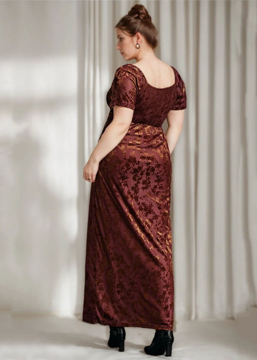 Sheath/Column Square Collar Velvet Plus Size Mother of the Bride Dresses Ruffles Short Sleeves Ankle-Length - 이미지 2