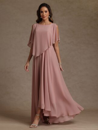 A-Line/Princess Scoop Chiffon Mother of the Bride Dresses Beading Floor-Length Pleated Sleeveless