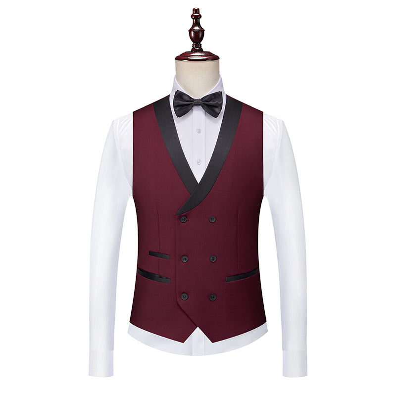 Burgundy Green Pink Red Blue White Men's Tailored Fit Single Breasted One-button 3 Pieces Solid Colored Wedding Suits - Image 2