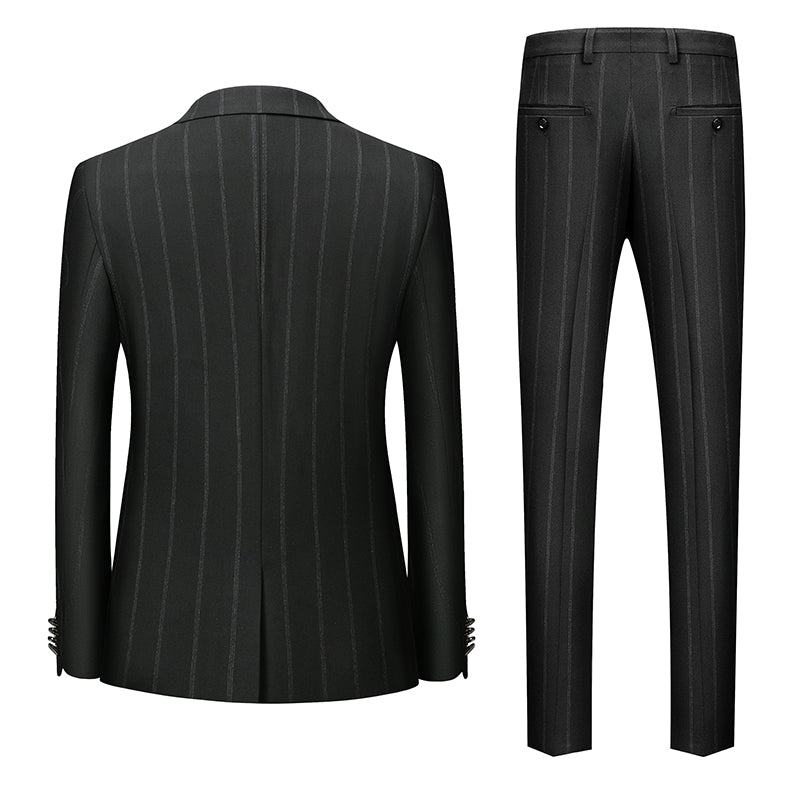 Men's Tailored Fit Single Breasted One-button 3 Pieces Striped Wedding Suits - 画像 (3)