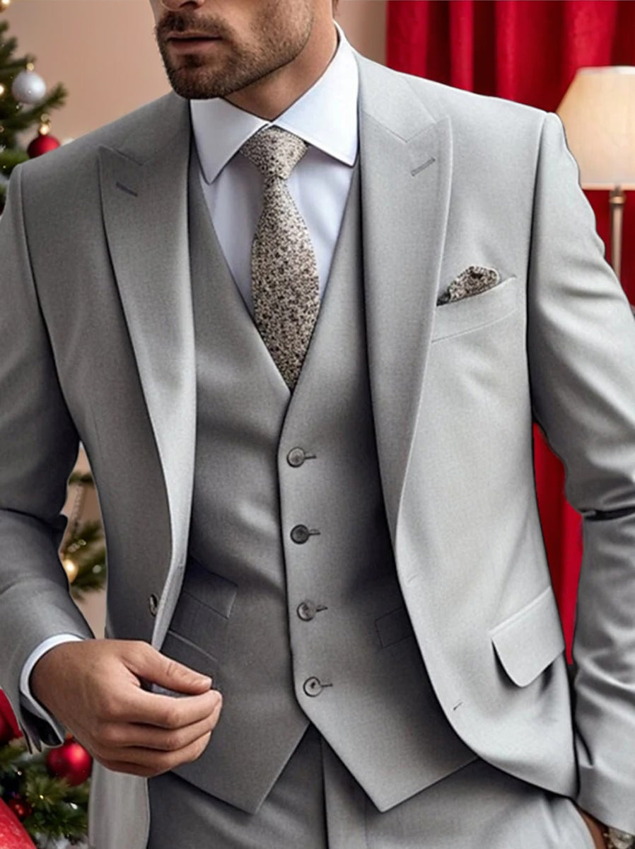 Men's Tailored Fit Single Breasted Two-buttons 3 Pieces Wedding Suits - 이미지 5