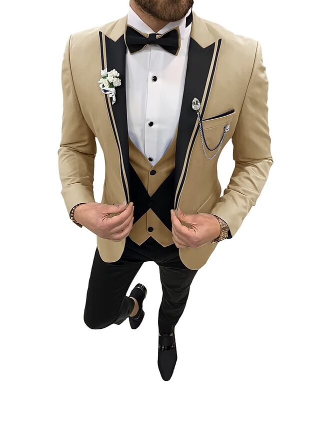 Men's Tailored Fit Single Breasted One-button 3 Pieces Wedding Suits - 이미지 5