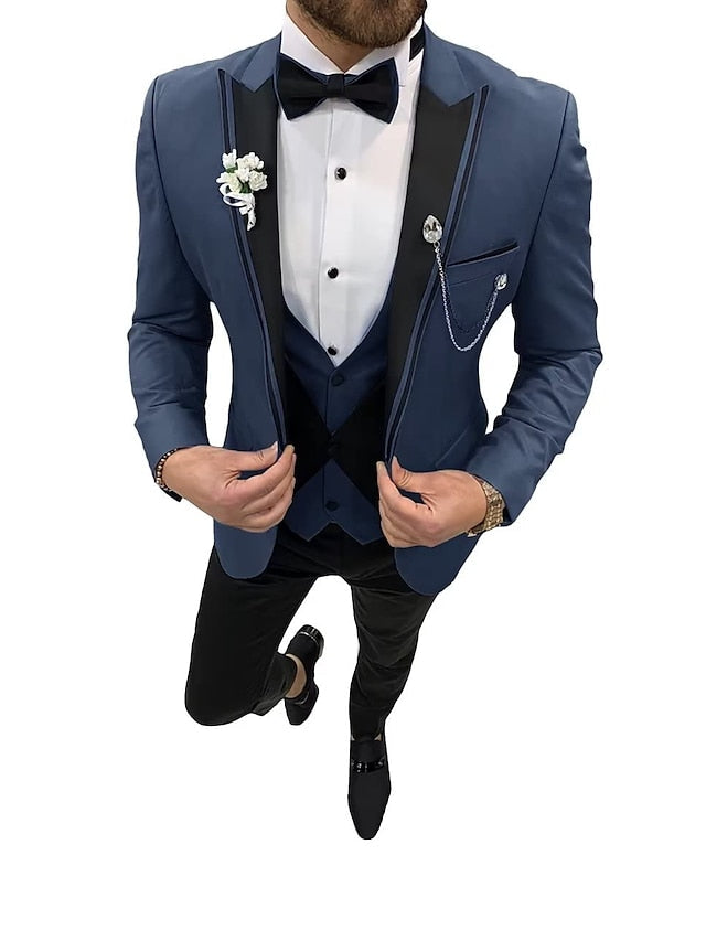 Men's Tailored Fit Single Breasted One-button 3 Pieces Wedding Suits - 이미지 7