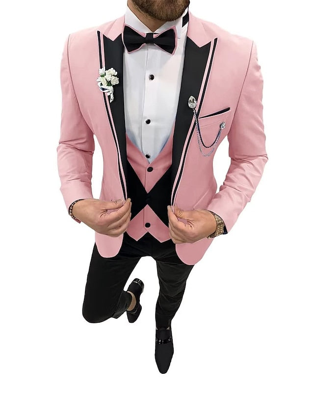 Men's Tailored Fit Single Breasted One-button 3 Pieces Wedding Suits - 이미지 9