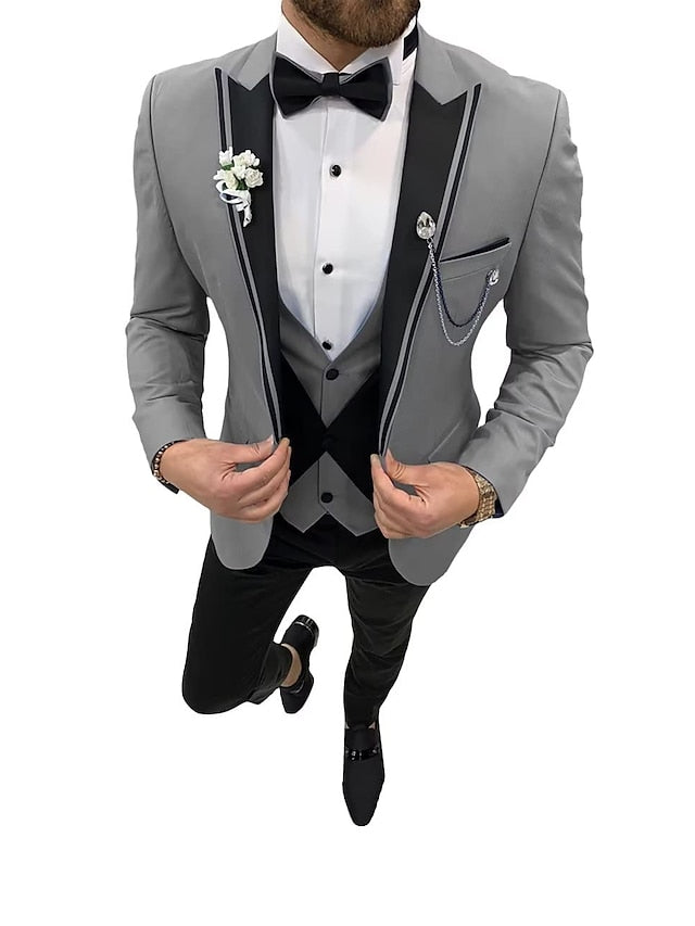 Men's Tailored Fit Single Breasted One-button 3 Pieces Wedding Suits - 이미지 15