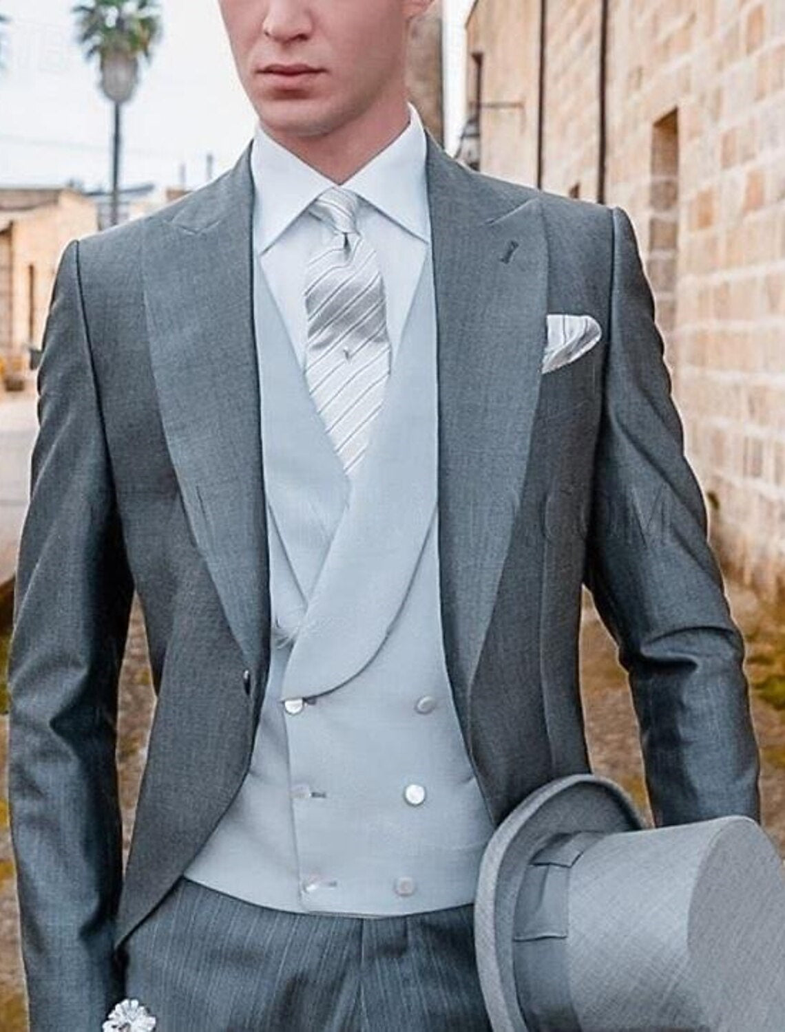 Men's Tailored Fit Single Breasted One-button 3 Pieces Vintage Wedding Suits - 이미지 5