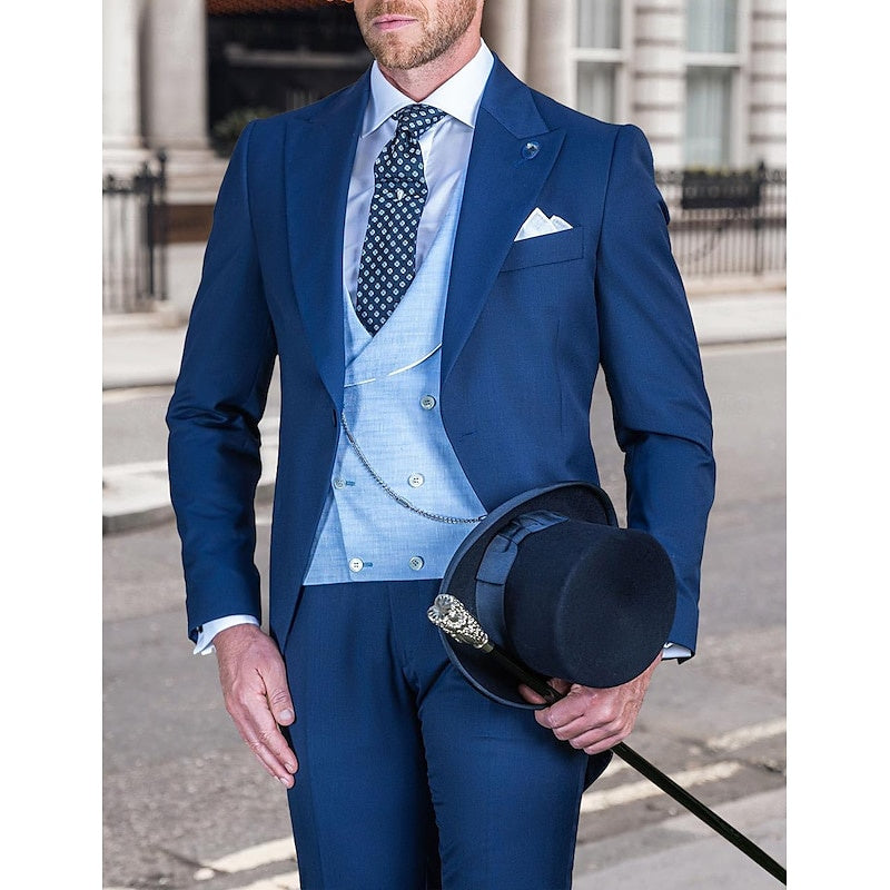 Men's Tailored Fit Single Breasted One-button 3 Pieces Vintage Wedding Suits - 이미지 4