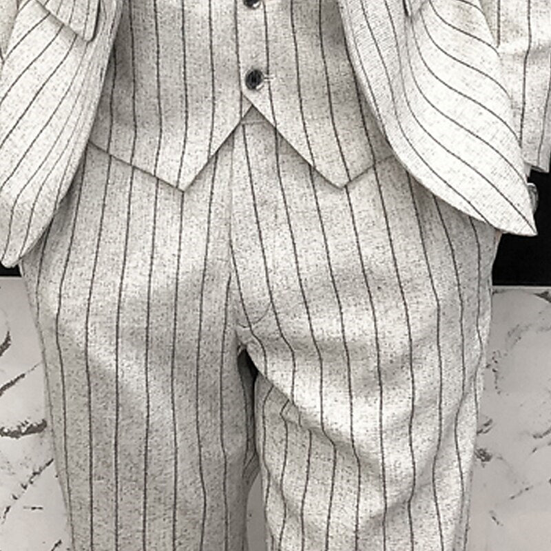 Men's Tailored Fit Single Breasted One-button 3 Pieces Black Ivory Wedding Suits - 이미지 8