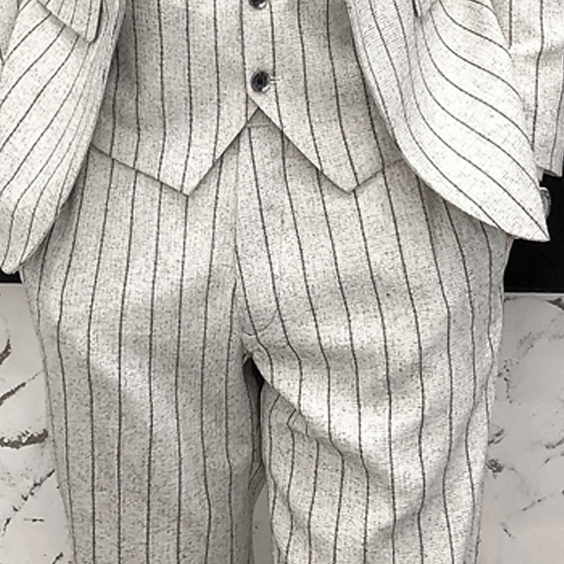 Men's Tailored Fit Single Breasted One-button 3 Pieces Black Ivory Wedding Suits - 이미지 5