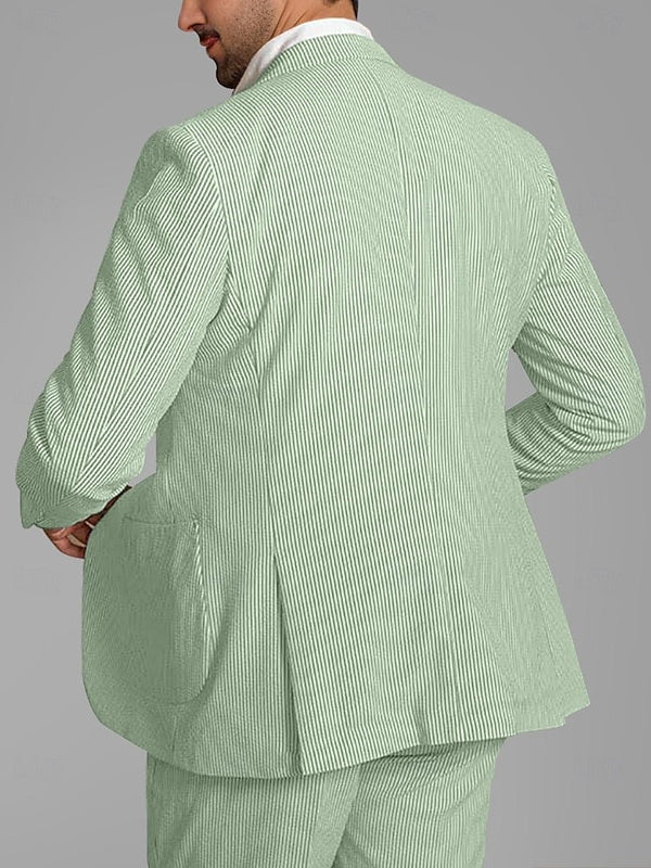 Men's Tailored Fit Wedding Shorts Single Breasted Two-buttons Striped 2 Pieces - Image 2
