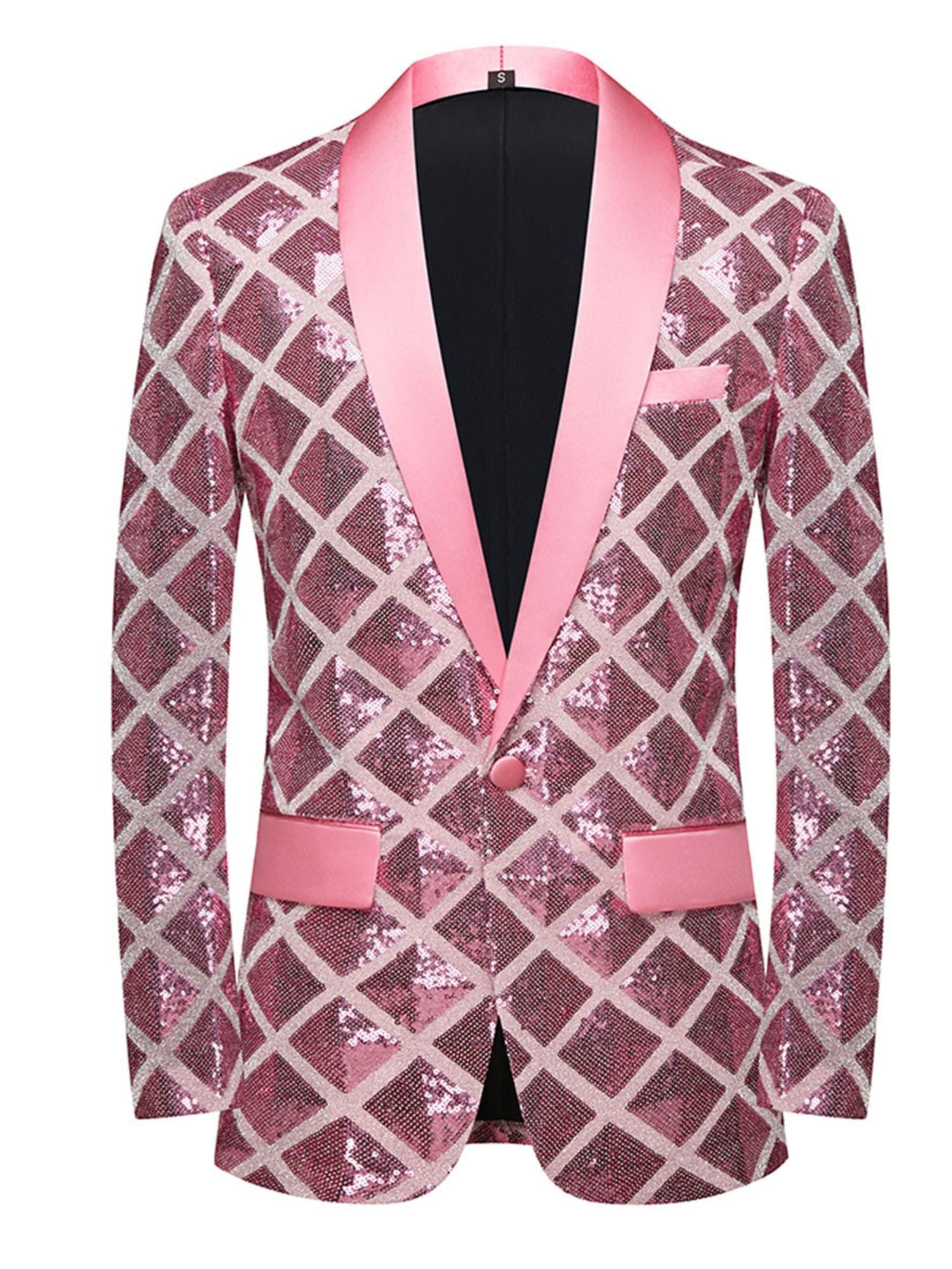 Men's Red Cube Sequin Leisure Party Fashionable Single Breasted Suit - 이미지 4