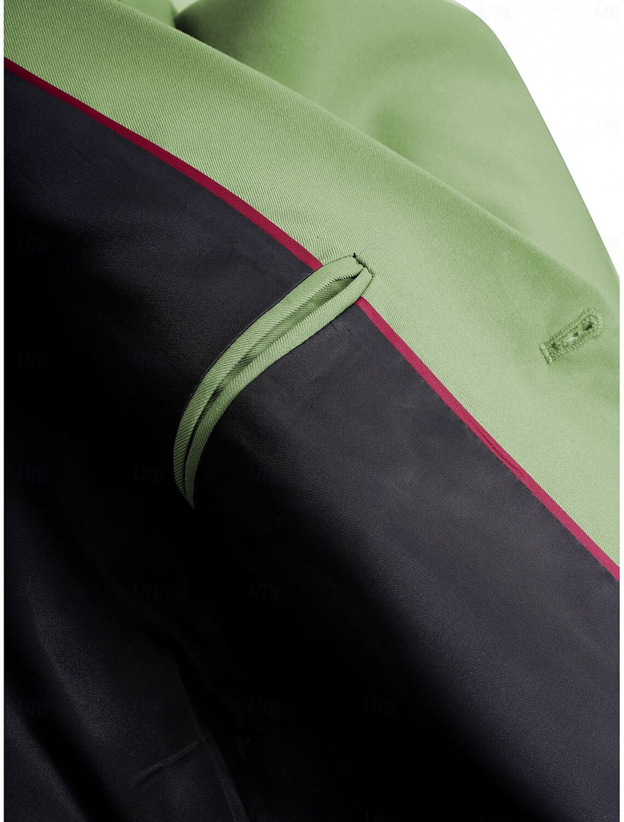 Men's Standard Fit Green Single Breasted Two Buttons Party 2 Pieces Formal Suits - 이미지 3