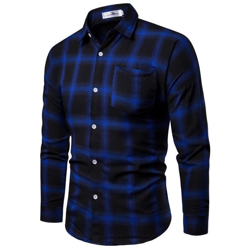 Men's Loose Long Sleeves Casual Plaid Shirt - 画像 (3)