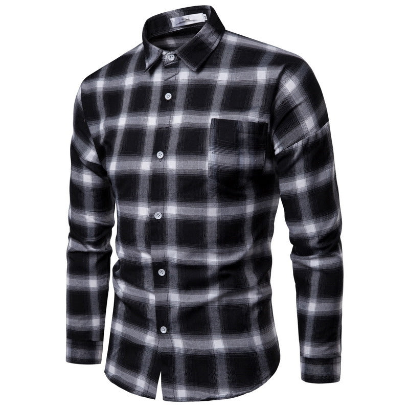 Men's Loose Long Sleeves Casual Plaid Shirt - 画像 (5)
