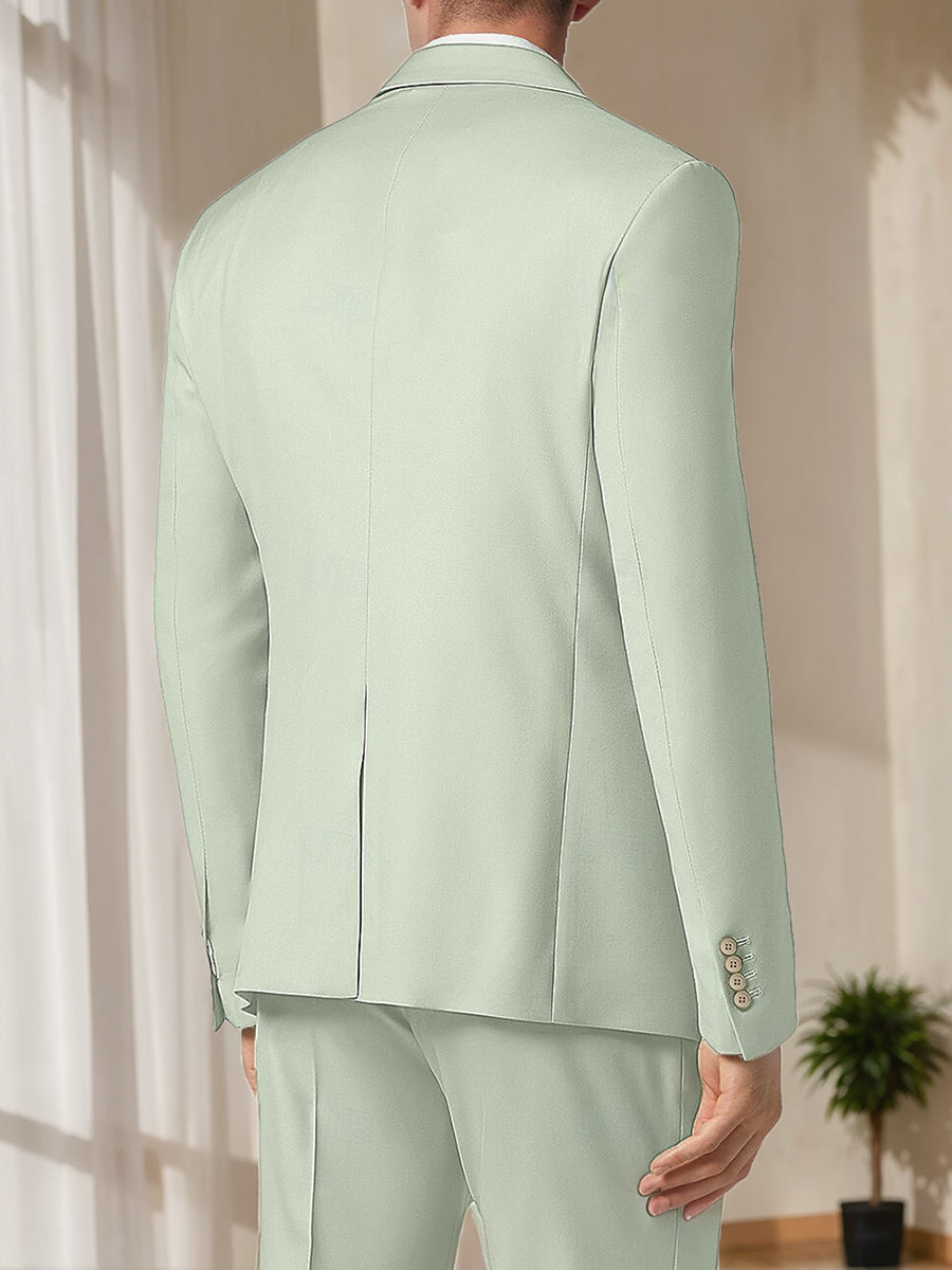 Men's Tailored Fit Single Breasted Two-Buttons Fashionable Solid Colored Beach Wedding Prom Party Suits - 이미지 2