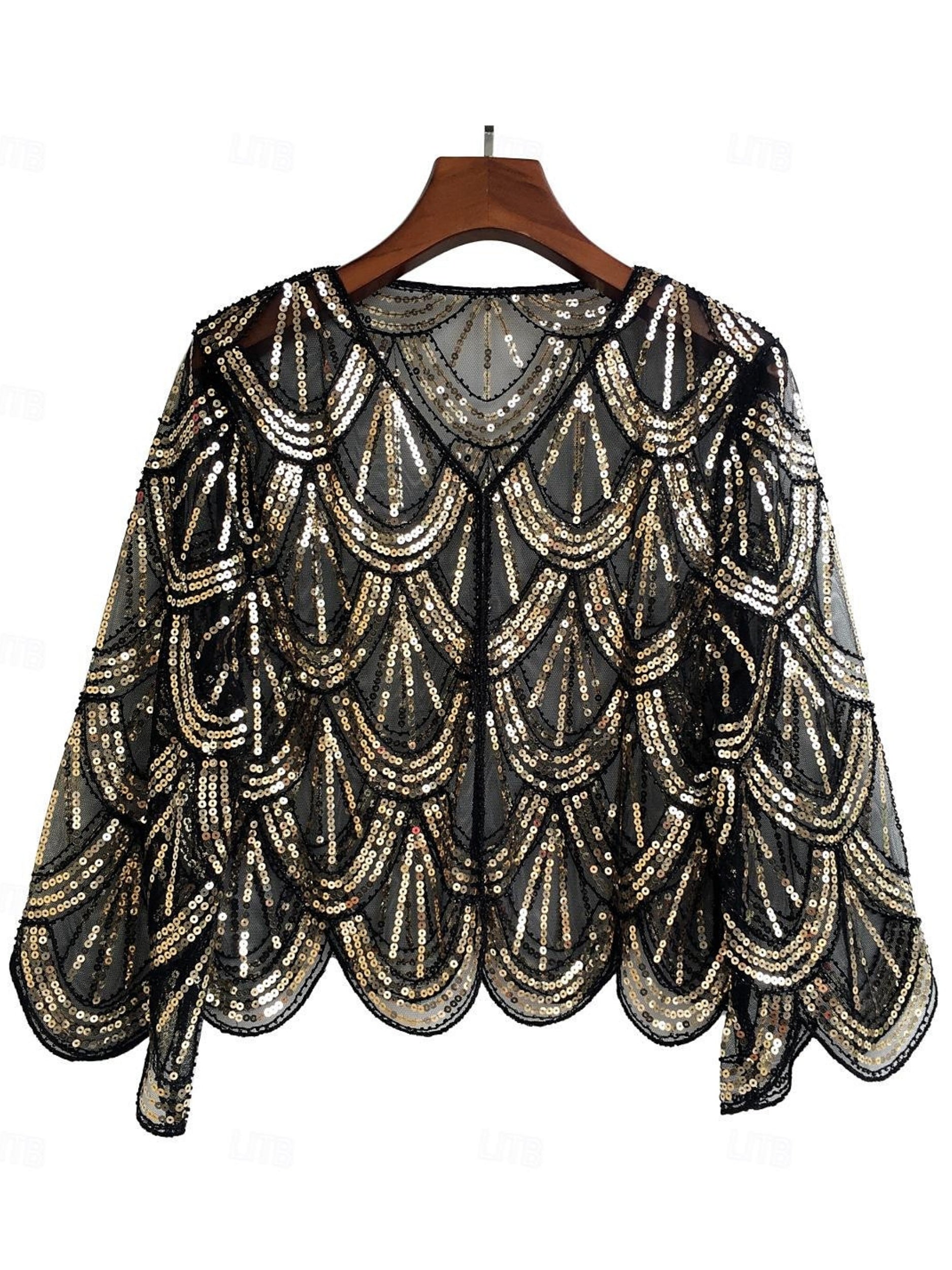 1920s Coat Shawls Women's Sequins  Vintage Party Shawl - 画像 (2)