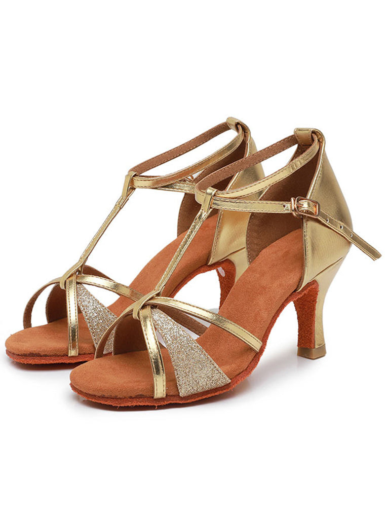 Women's Dancewear Shoes  Rhinestone Sparkling Glitter Buckle High Heel Peep Toe Latin Shoes - Image 3