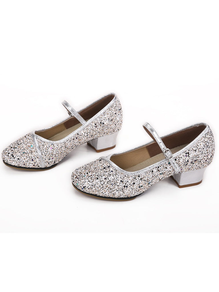 Women's Dancewear Shoes  Block Heel Round Toe Glitter Ballroom Dance Shoes - Image 3