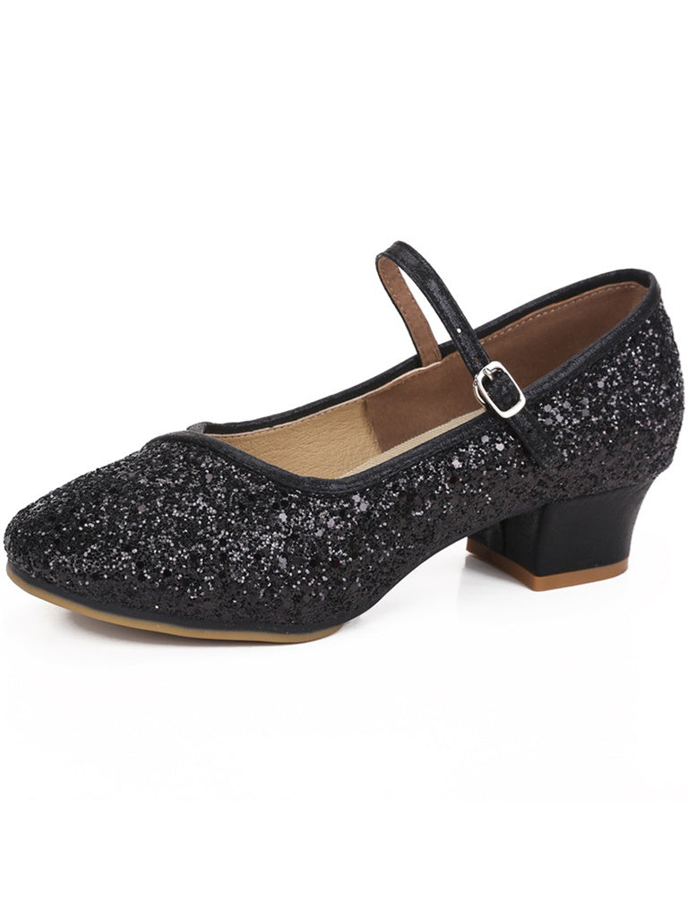 Women's Dancewear Shoes  Block Heel Round Toe Glitter Ballroom Dance Shoes - Image 6