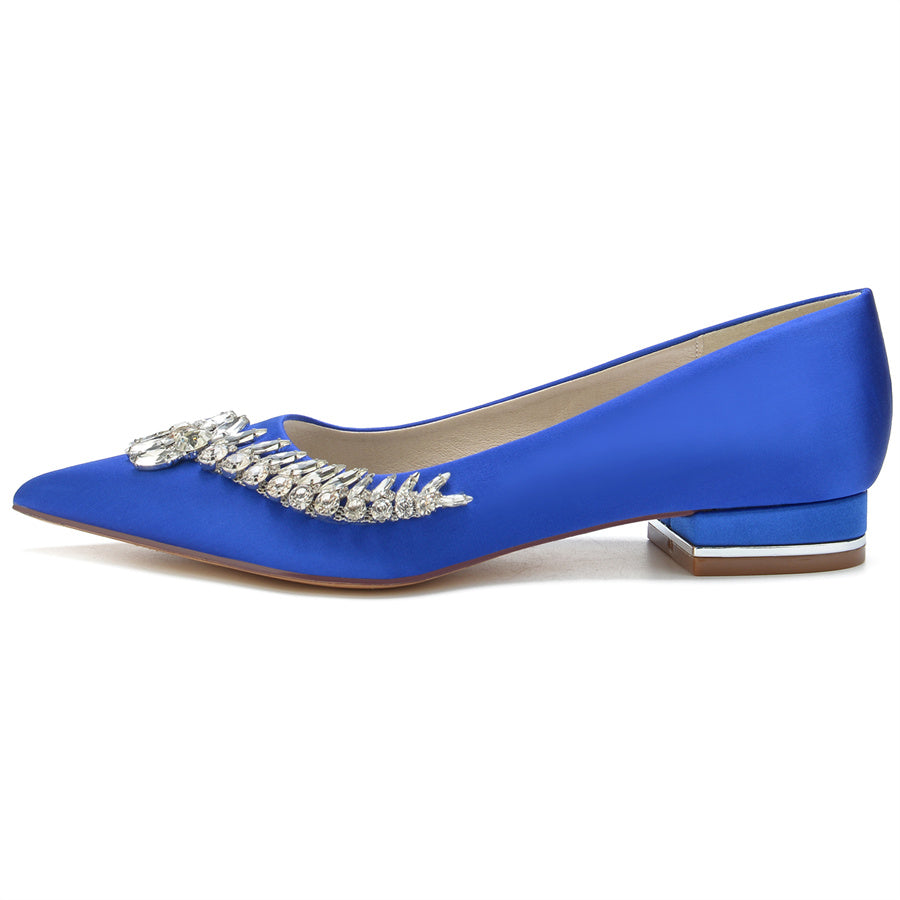 Women's Wedding Shoes Pointed Toe Low Heel Bridal Shoes with Rhinestones - Image 5