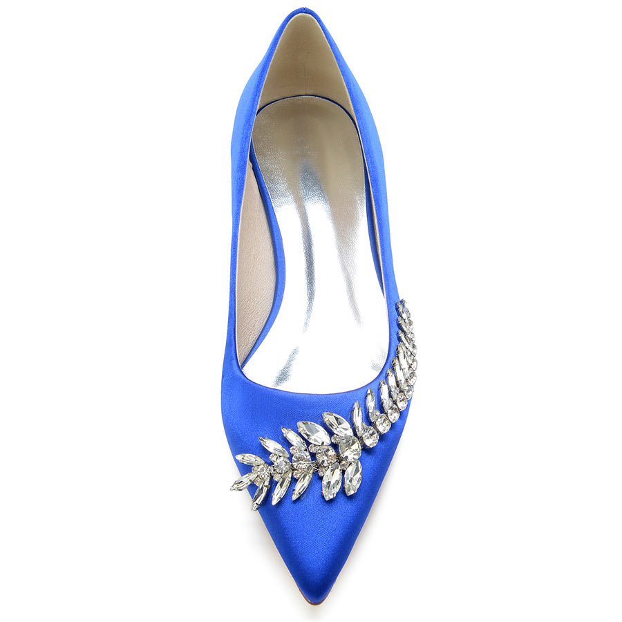 Women's Wedding Shoes Pointed Toe Low Heel Bridal Shoes with Rhinestones - Image 4