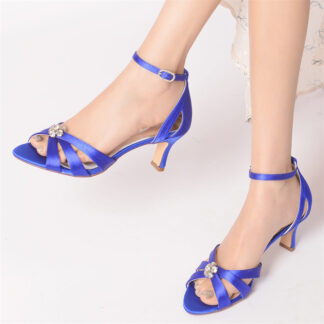 Women's Wedding Shoes Mid Heel Opened Toe Bridal Shoes with Crystals Flower