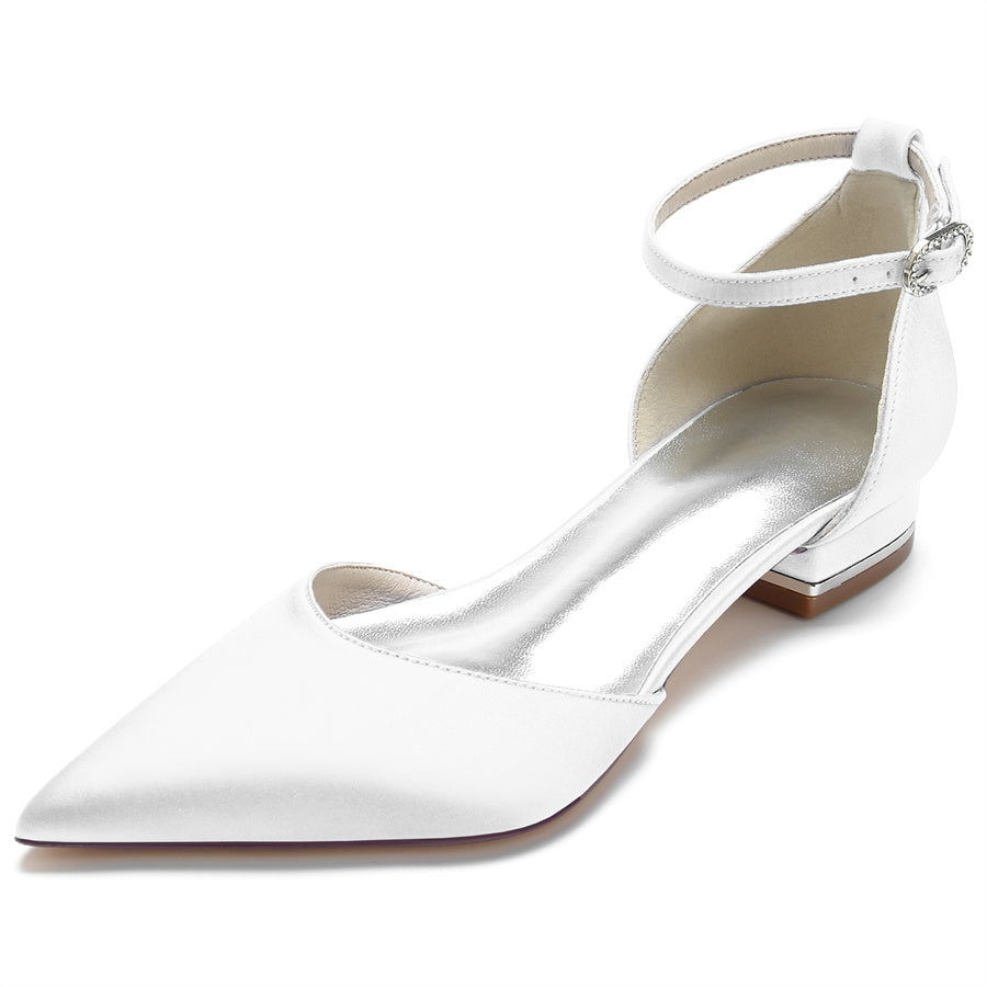 Women's Wedding Shoes Pointed Toe Low Heel Minimalist Bridal Shoes - Image 10