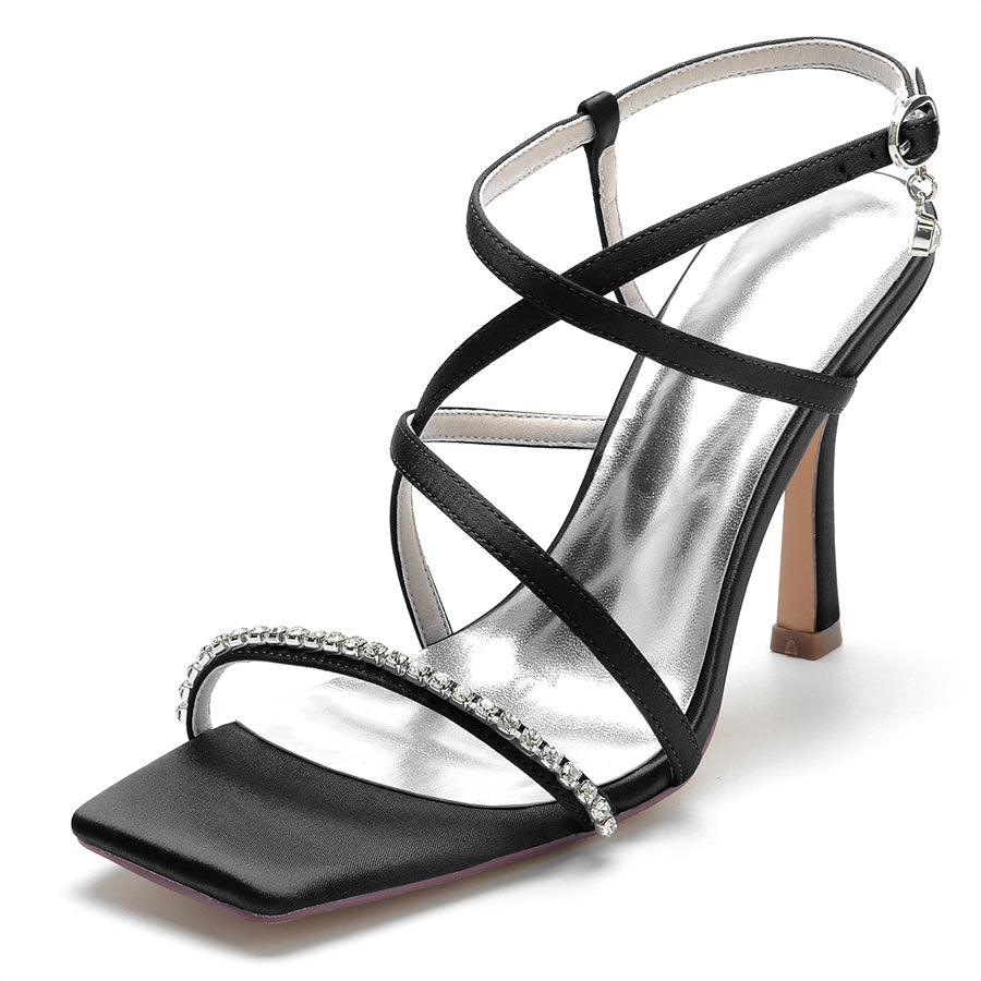 Women's Wedding Shoes High Heel Opened Toe Bridal Shoes with Criss Cross Straps - 이미지 9