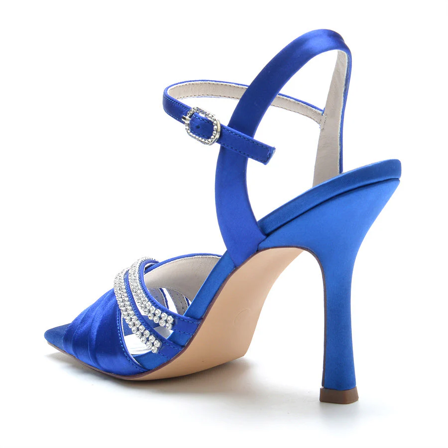Women's Wedding Shoes Opened Toe High Heel Elegant Bridal Shoes with Crystals - 이미지 2