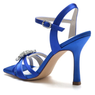 Women's Wedding Shoes Opened Toe High Heel Elegant Bridal Shoes with Rhinestones