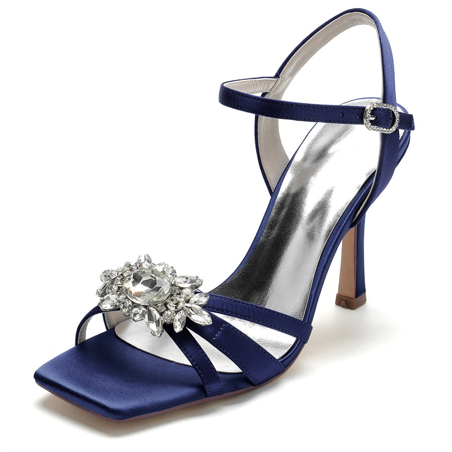 Women's Wedding Shoes Opened Toe High Heel Elegant Bridal Shoes with Rhinestones - 이미지 10