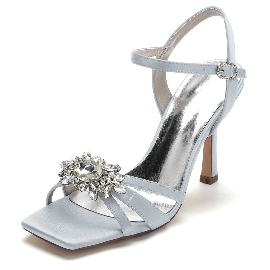 Women's Wedding Shoes Opened Toe High Heel Elegant Bridal Shoes with Rhinestones - 이미지 8