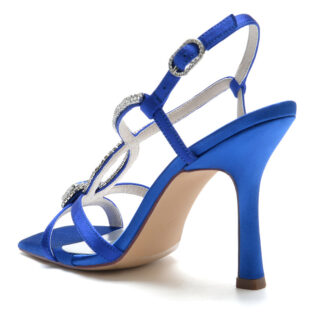 Women's Wedding Shoes Opened Toe High Heel Unique Bridal Shoes with Rhinestones