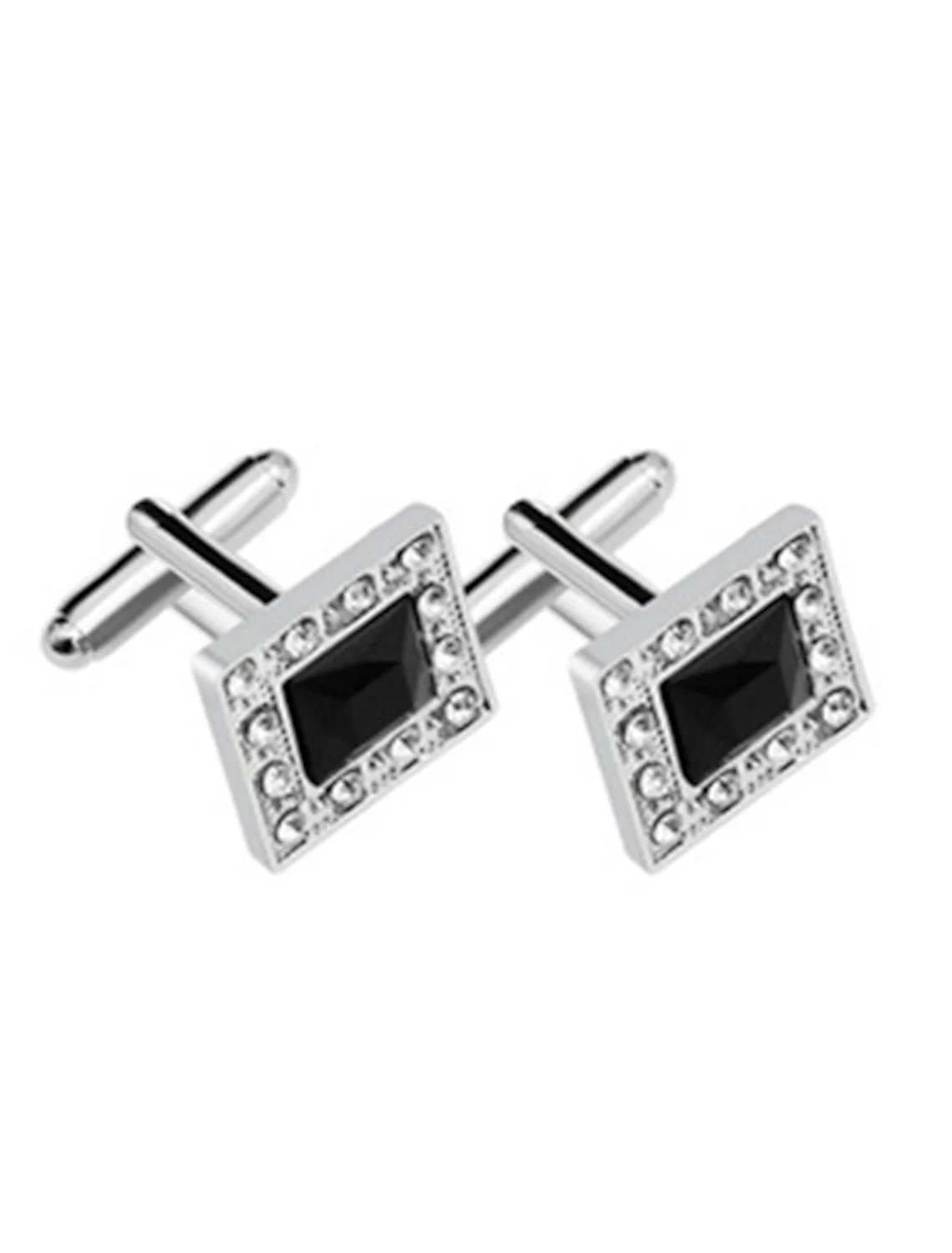 Men's Cubic 2Pcs Cufflinks with Rhinestones - Image 3