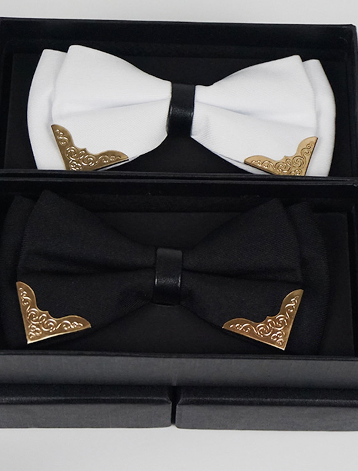 Men's Basic Bow Tie Black White - 画像 (2)