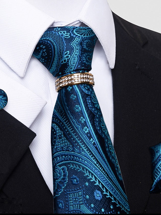 Men's Basic Ties Solid Color Light Yellow White Dark Red with Rhinestone - 画像 (3)