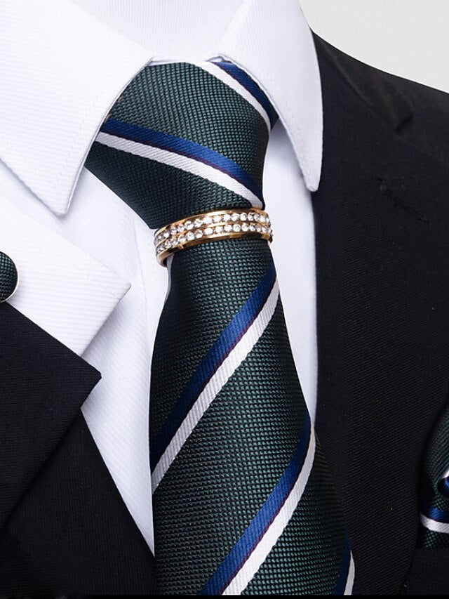 Men's Basic Ties Solid Color Light Yellow White Dark Red with Rhinestone - 画像 (8)