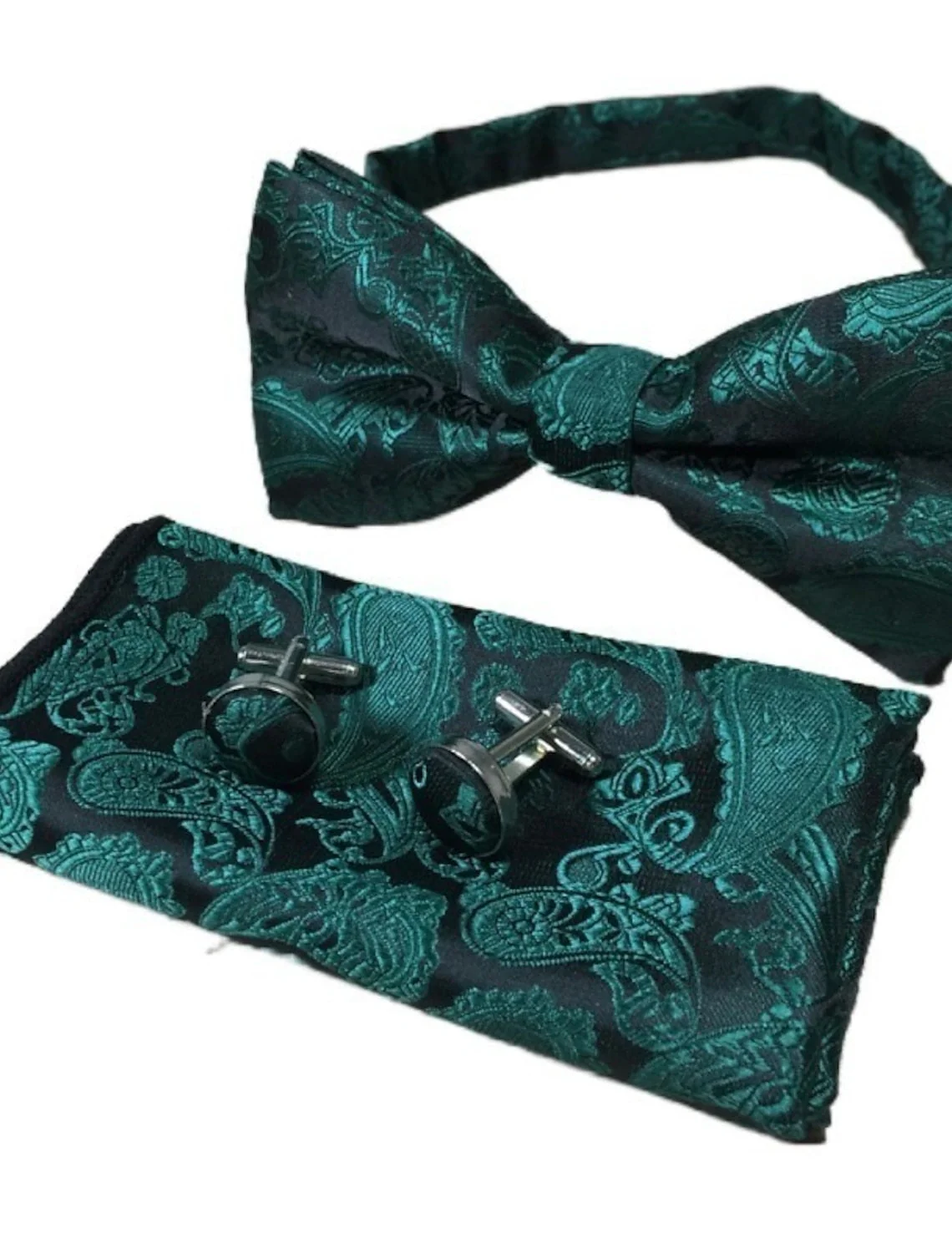 Men's Jacquard Ties Bow Tie Pocket Square Cufflinks Sets - 이미지 5