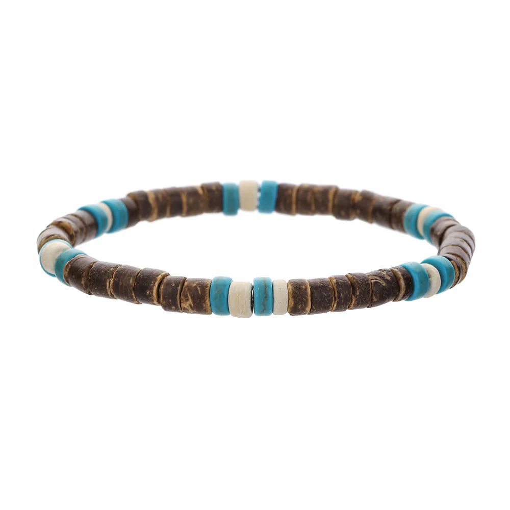 Men's Minimalist Turquoise Wooden Beads Trendy Funky Premium Bracelet Accessories - 画像 (40)